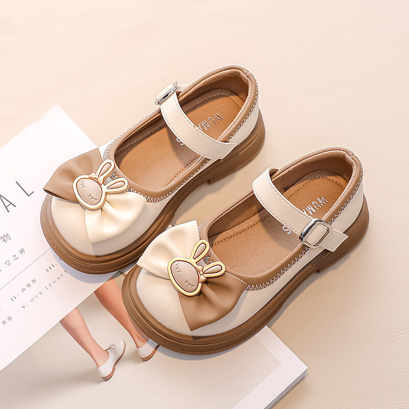 Cipele za djevojčice Dječje cipele Kožne cipele za djevojčice Ležerne ravne cipele s mašnom i slatkim zecom Obuća za princeze za studentske ljetne zabave