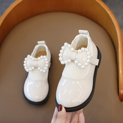 2024 Φθινόπωρο Χειμώνας Νέα Pu Δερμάτινα Παπούτσια για Παιδιά Μόδα Πέρλες Πριγκίπισσα Παπούτσια Βρεφικά κορίτσια με μαλακή σόλα casual παπούτσια
