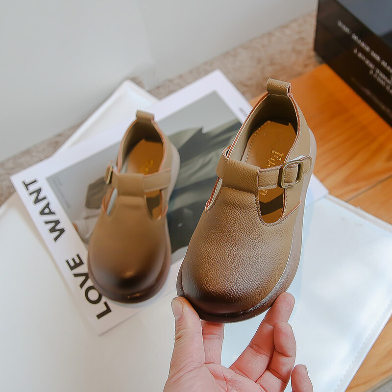 Кожени обувки за малко момиче Обикновени детски парти обувки Пролет Есен Ежедневни детски училищни обувки Пролет Есен Меко дъно