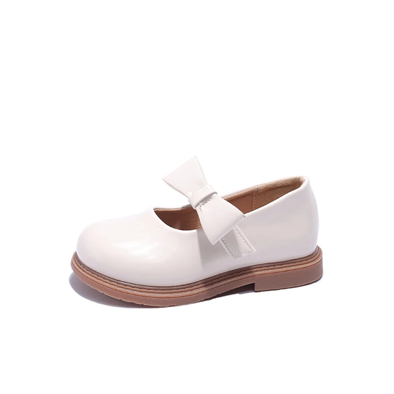 Bērnu ādas apavi meiteņu kurpes 2024. gada jauns korejiešu stila loks ar āķi un cilpu Apvienotās Karalistes formas skolas apavi bērniem, daudzpusīgi, mīksti, jauki