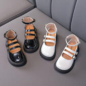 Detské kožené jarné jesenné módne jednofarebné dievčenské topánky pre deti, ležérne topánky s mäkkým podpätkom