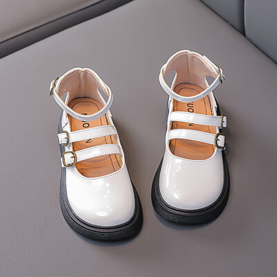 Detské kožené jarné jesenné módne jednofarebné dievčenské topánky pre deti, ležérne topánky s mäkkým podpätkom