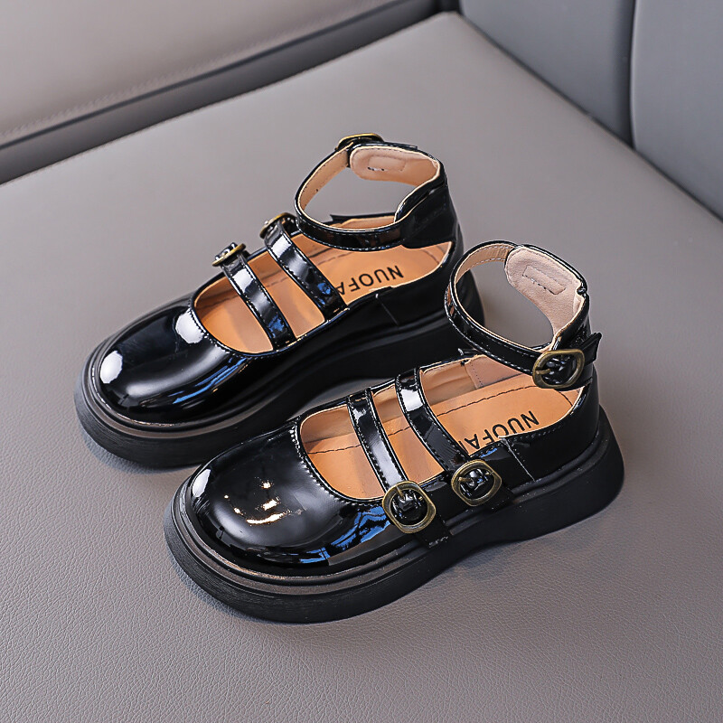 Detské kožené jarné jesenné módne jednofarebné dievčenské topánky pre deti, ležérne topánky s mäkkým podpätkom