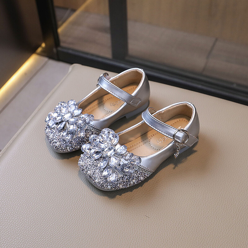 Pearl Rhinestone Bow PU tüdrukute nahast kingad kevad-sügis tüdrukute vabaaja nahast kingad õues, suurus 23-36 Sandalias De Mujer