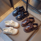 2024, primăvară, toamnă, noi copii, pantof pentru fete, modă în stil britanic, prințesă șic, papion, pantof de performanță casual anti-alunecos