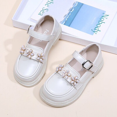 Tüdrukute kevad 2024 uued laste printsessikingad Mustad tüdrukute valged kingad