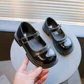 Tüdrukute PU-nahast kingad Sügis, Uus must Briti Stiilis Pehme Talla Vibu Laste Korterid Printsess Baby Loafer Jalatsid