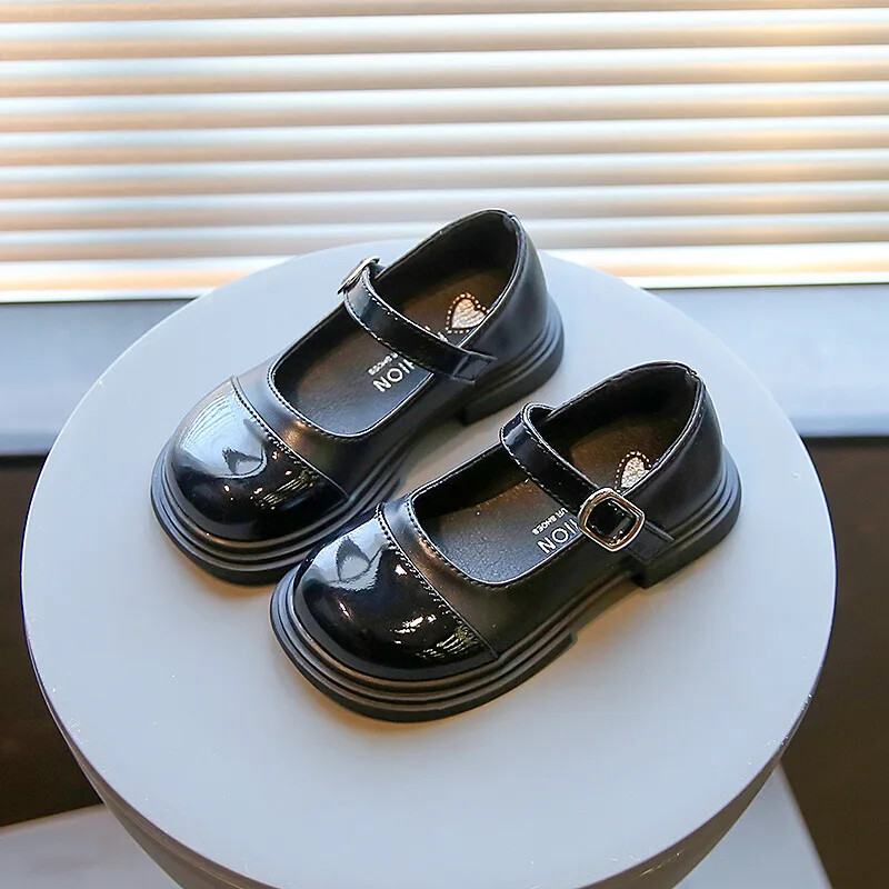 Tüdrukute PU-nahast kingad Sügis, Uus must Briti Stiilis Pehme Talla Vibu Laste Korterid Printsess Baby Loafer Jalatsid