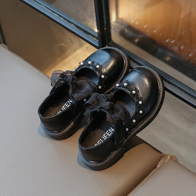 Mood Pärlitega mary janes Liblikad mudilaste kingad Tüdrukutele Pehme põhjaga madala kontsaga paelad Tüdrukute madala kontsaga lastekingad H08044