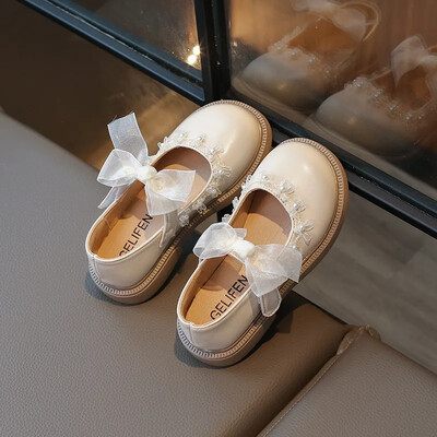 Mood Pärlitega mary janes Liblikad mudilaste kingad Tüdrukutele Pehme põhjaga madala kontsaga paelad Tüdrukute madala kontsaga lastekingad H08044