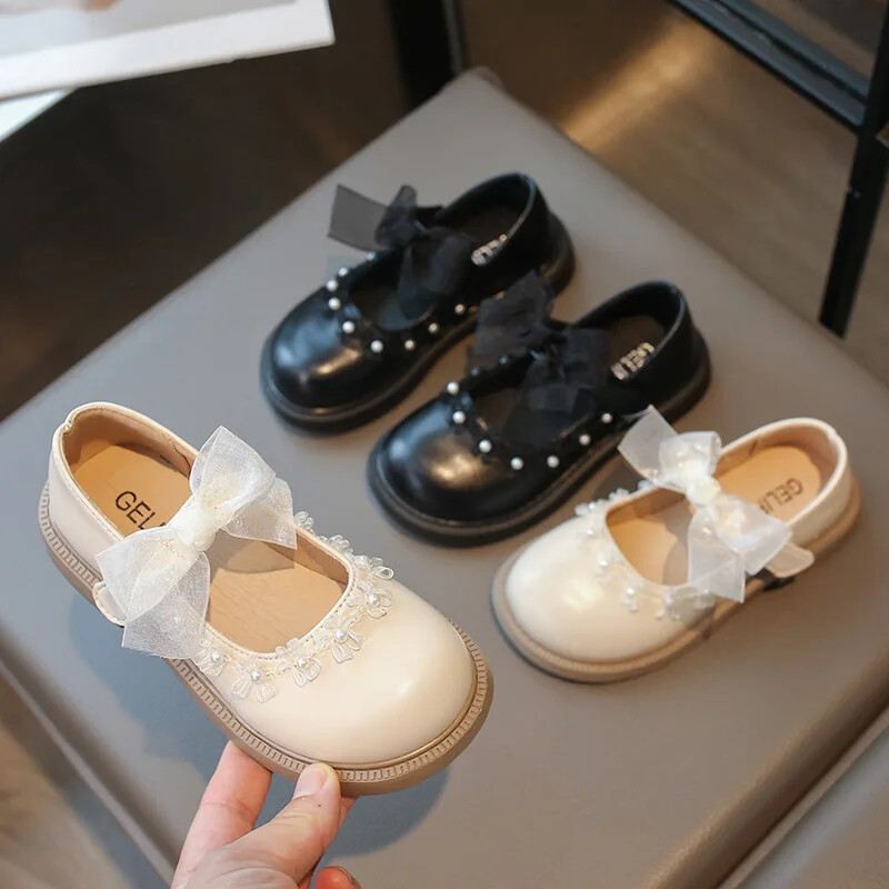 Mood Pärlitega mary janes Liblikad mudilaste kingad Tüdrukutele Pehme põhjaga madala kontsaga paelad Tüdrukute madala kontsaga lastekingad H08044