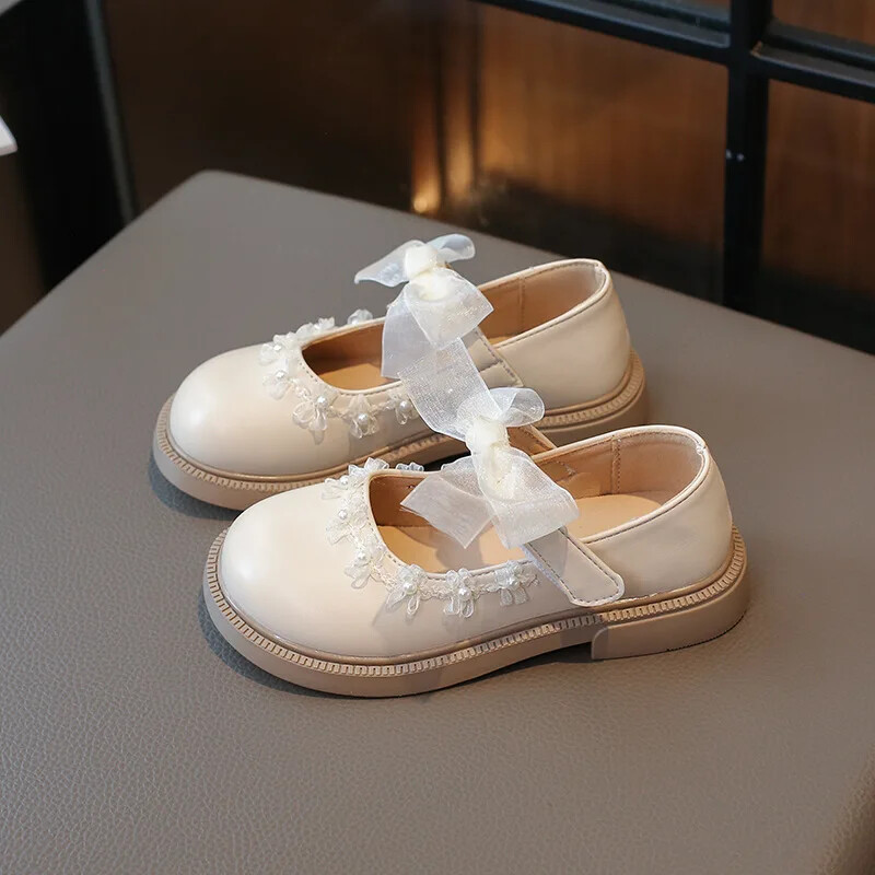 Mood Pärlitega mary janes Liblikad mudilaste kingad Tüdrukutele Pehme põhjaga madala kontsaga paelad Tüdrukute madala kontsaga lastekingad H08044