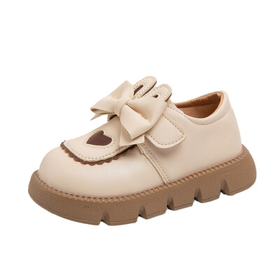 Δερμάτινα παπούτσια για κορίτσια με φιόγκο Παιδικά παπούτσια Bunny Princess Soft Sole Παιδικά Loafers All Match 2024 Άνοιξη Φθινόπωρο Νέο