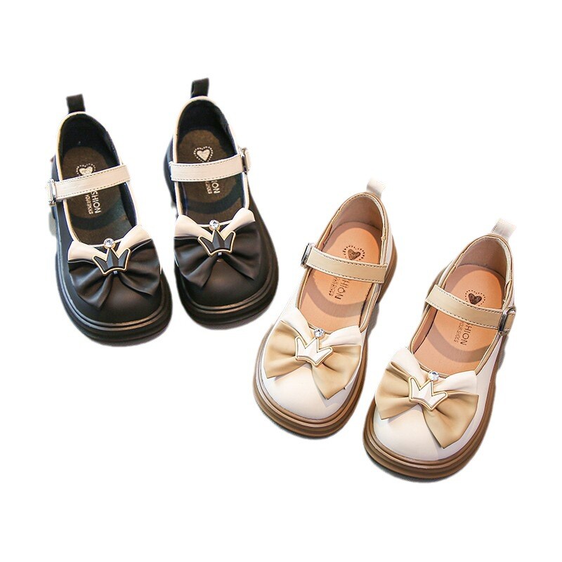 zapatos niña Tüdrukute kingad Nahast kingad Kroonprintsessi kingad 2023. aasta sügisene lastejalats tüdrukule Pehme tallaga kikilipsu lastekingad туфли