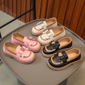 2024 Uued tüdrukute pässid Armas vibu Mood Laste nahast kingad Slip-on Bow Libisemiskindlad laste vabaajajalatsid Drop Shipping Ringi varbaga