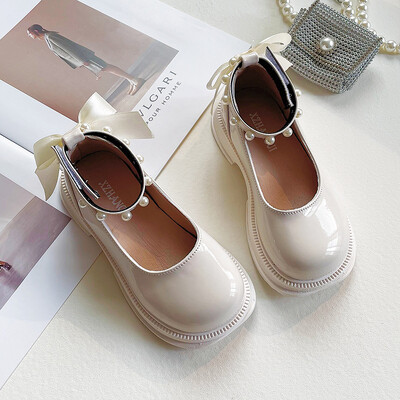 Väikesed pärlnahast kingad tüdrukutele, pehme tallaga lastele sobivad 2024. aasta kevadeks ja sügiseks mõeldud uute naiste printsessikingadega