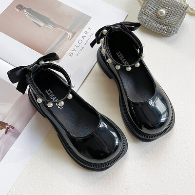 Väikesed pärlnahast kingad tüdrukutele, pehme tallaga lastele sobivad 2024. aasta kevadeks ja sügiseks mõeldud uute naiste printsessikingadega