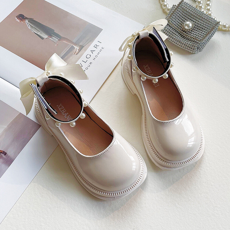 Väikesed pärlnahast kingad tüdrukutele, pehme tallaga lastele sobivad 2024. aasta kevadeks ja sügiseks mõeldud uute naiste printsessikingadega