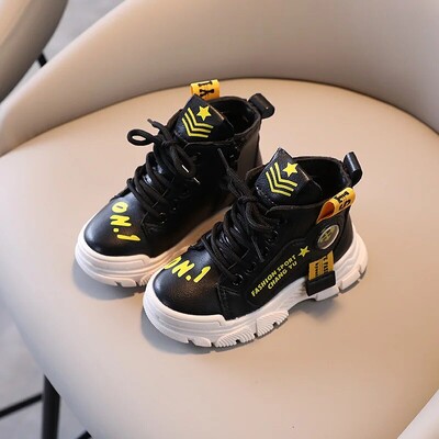 Primăvară Toamnă Casual Copii Martens Băieți Tenisi la modă Pantofi de skate cu vârf înalt Cizme scurte de modă Model cu dungi Decoltat