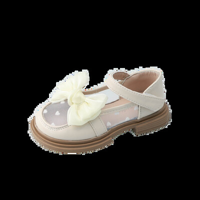 Bērnu apavi meitenei Style Princess Causal Dress Ādas kurpes ar Bowtie Kids Mary Jane Shoe biezu zoli daudzpusīgi