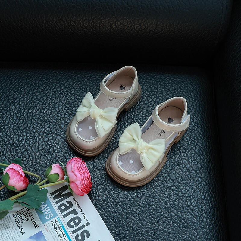 Bērnu apavi meitenei Style Princess Causal Dress Ādas kurpes ar Bowtie Kids Mary Jane Shoe biezu zoli daudzpusīgi