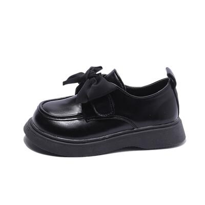 Tüdrukute nahast kingad, 2024. aasta sügis, uus Briti koolistiilis laste püksid, pehme tallaga jalatsid, printsessi moodsad vibusõlmega õpilaskingad