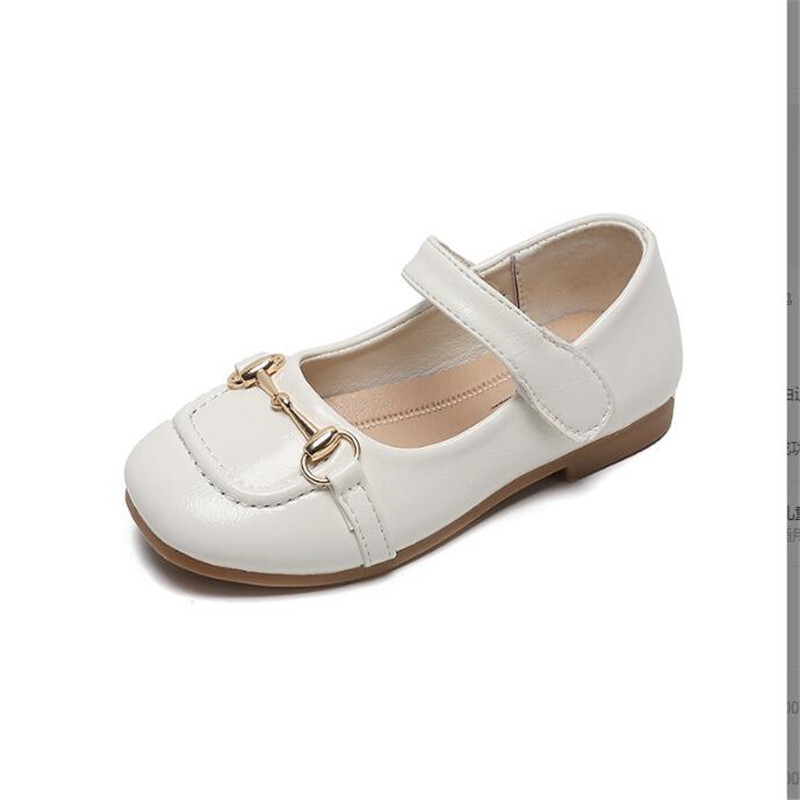 Dječje cipele s mekanim grahom za djevojčice Bijele četvrtaste cipele protiv klizanja, dječje kožne cipele s gumenim potplatom