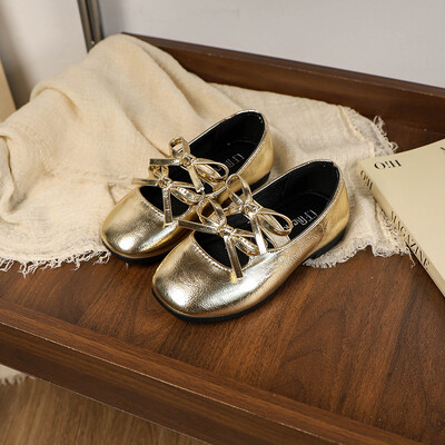 Tüdrukute Printsess Balletikingad Kuldsed Hõbedased Mitmekülgsed laste nahast kingad Mood Sweet Kids Causal Performance Lamedad kingad Uus