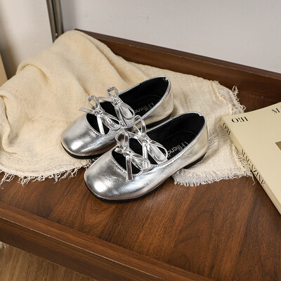 Tüdrukute Printsess Balletikingad Kuldsed Hõbedased Mitmekülgsed laste nahast kingad Mood Sweet Kids Causal Performance Lamedad kingad Uus