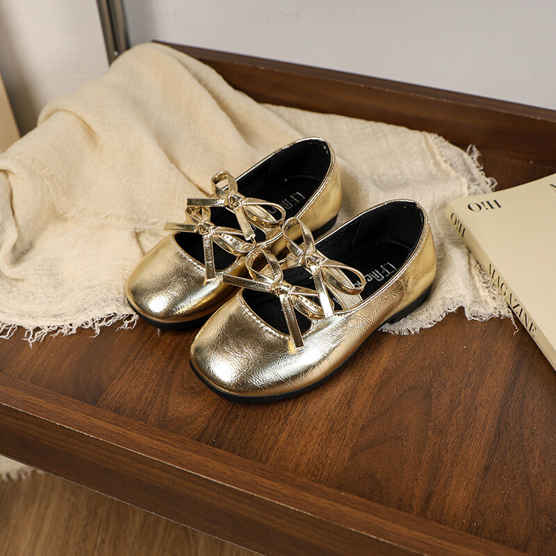 Tüdrukute Printsess Balletikingad Kuldsed Hõbedased Mitmekülgsed laste nahast kingad Mood Sweet Kids Causal Performance Lamedad kingad Uus