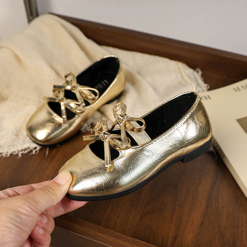 Tüdrukute Printsess Balletikingad Kuldsed Hõbedased Mitmekülgsed laste nahast kingad Mood Sweet Kids Causal Performance Lamedad kingad Uus