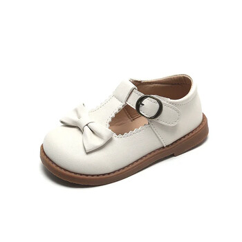 Fashion Bowknot T-ded Girls Shoes Princess Sweet laciness Παιδικά παπούτσια Κλασικά μαύρα μπεζ Σχολικά παπούτσια με μαλακή σόλα για κορίτσι