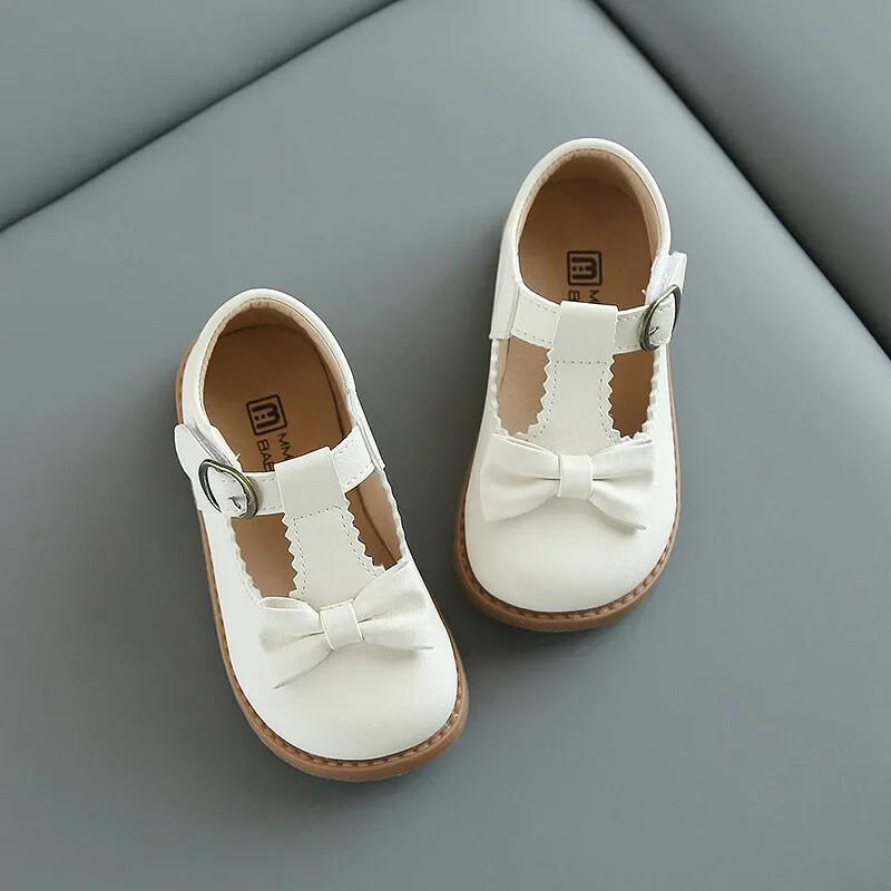 Fashion Bowknot T-ded Girls Shoes Princess Sweet laciness Παιδικά παπούτσια Κλασικά μαύρα μπεζ Σχολικά παπούτσια με μαλακή σόλα για κορίτσι