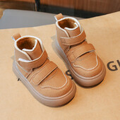 Есенни нови детски къси ботуши Момчета Красиви ботуши в британски стил Момичета Модни ботуши с дизайн на двойна кука Бебешки топли памучни обувки