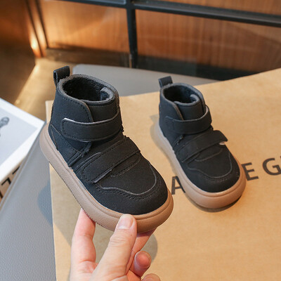 Есенни нови детски къси ботуши Момчета Красиви ботуши в британски стил Момичета Модни ботуши с дизайн на двойна кука Бебешки топли памучни обувки