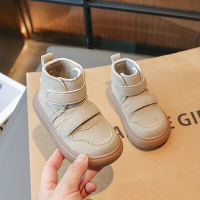 Есенни нови детски къси ботуши Момчета Красиви ботуши в британски стил Момичета Модни ботуши с дизайн на двойна кука Бебешки топли памучни обувки