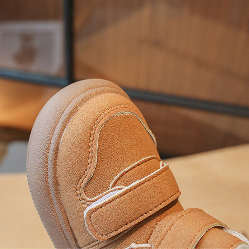 Есенни нови детски къси ботуши Момчета Красиви ботуши в британски стил Момичета Модни ботуши с дизайн на двойна кука Бебешки топли памучни обувки