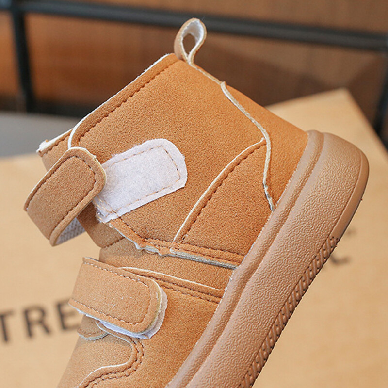 Есенни нови детски къси ботуши Момчета Красиви ботуши в британски стил Момичета Модни ботуши с дизайн на двойна кука Бебешки топли памучни обувки