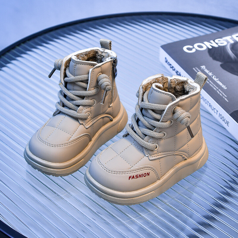 Αγόρια χιονιού μπότες 2024 νέες βελούδινες ζεστές παιδικές χειμερινές μπότες με φερμουάρ casual παιδικά βαμβακερά παπούτσια Μαλακό πάτο αντιολισθητικές μπότες για κορίτσια