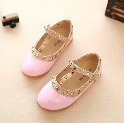 bērnu ikdienas apavi meitenēm pavasaris rudens ādas apavi modes kniedes princeses mazuļu apavi Bērnu meiteņu sandales