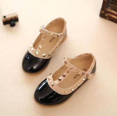 bērnu ikdienas apavi meitenēm pavasaris rudens ādas apavi modes kniedes princeses mazuļu apavi Bērnu meiteņu sandales