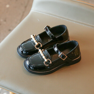 Παιδικά δερμάτινα παπούτσια Bigger girls Vintage δερμάτινα παπούτσια με Pearl Girls Show Shoes Princess White Autumn Girls Party Shoes