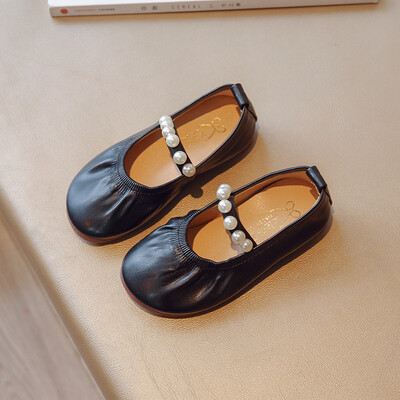 Suurused 21–36 Printsessikingad lastele 2024. aasta kevad-sügis ühevärvilised helmed, tüdrukute nahast kingad Korea vabaaja tantsukingad väikestele tüdrukutele