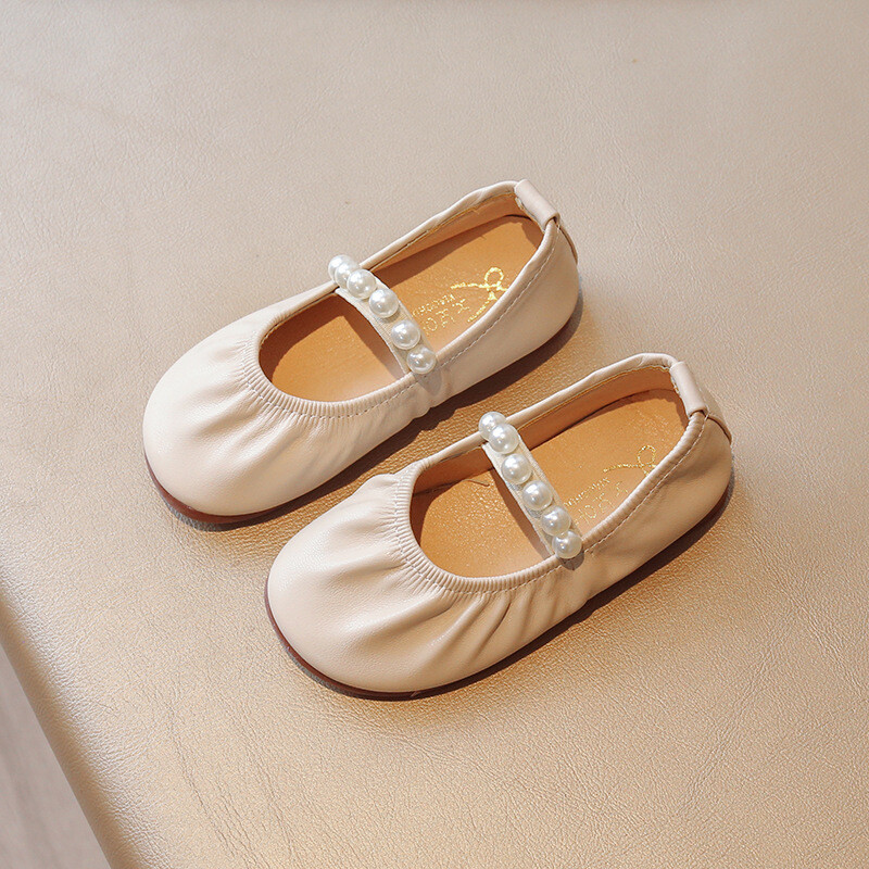 Suurused 21–36 Printsessikingad lastele 2024. aasta kevad-sügis ühevärvilised helmed, tüdrukute nahast kingad Korea vabaaja tantsukingad väikestele tüdrukutele