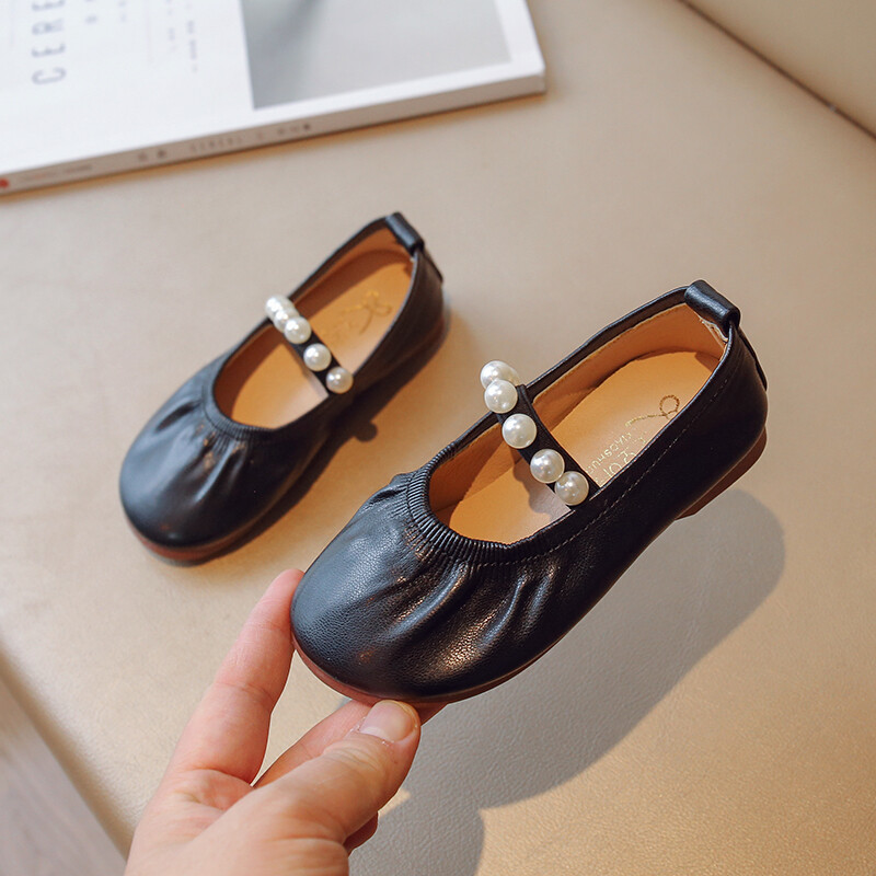 Suurused 21–36 Printsessikingad lastele 2024. aasta kevad-sügis ühevärvilised helmed, tüdrukute nahast kingad Korea vabaaja tantsukingad väikestele tüdrukutele