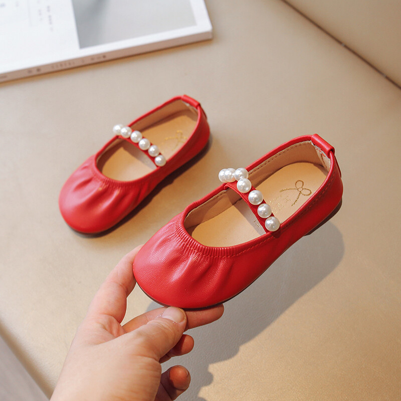 Suurused 21–36 Printsessikingad lastele 2024. aasta kevad-sügis ühevärvilised helmed, tüdrukute nahast kingad Korea vabaaja tantsukingad väikestele tüdrukutele