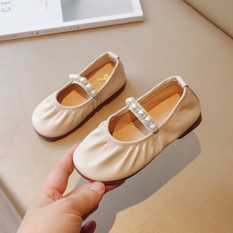 Suurused 21–36 Printsessikingad lastele 2024. aasta kevad-sügis ühevärvilised helmed, tüdrukute nahast kingad Korea vabaaja tantsukingad väikestele tüdrukutele