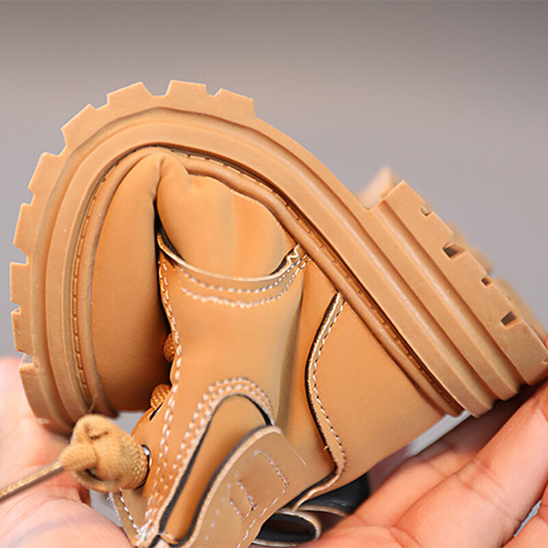 Bērni, silti, īsi zābaki 2024. gada ziemas zēniem, biezinātas ādas zābaki meitenēm, neslīdoši plīša kokvilnas apavi Bērnu modes puszābaki