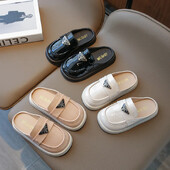 Άνοιξη Καλοκαίρι Παιδικά δερμάτινα παπούτσια με κλειστά δάχτυλα Fashion Loafers Princess Slip on μασίφ μισά παντόφλες Μαλακή σόλα Αντιολισθητική για κορίτσια