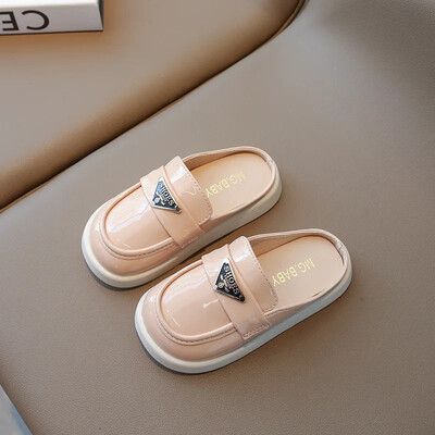 Άνοιξη Καλοκαίρι Παιδικά δερμάτινα παπούτσια με κλειστά δάχτυλα Fashion Loafers Princess Slip on μασίφ μισά παντόφλες Μαλακή σόλα Αντιολισθητική για κορίτσια